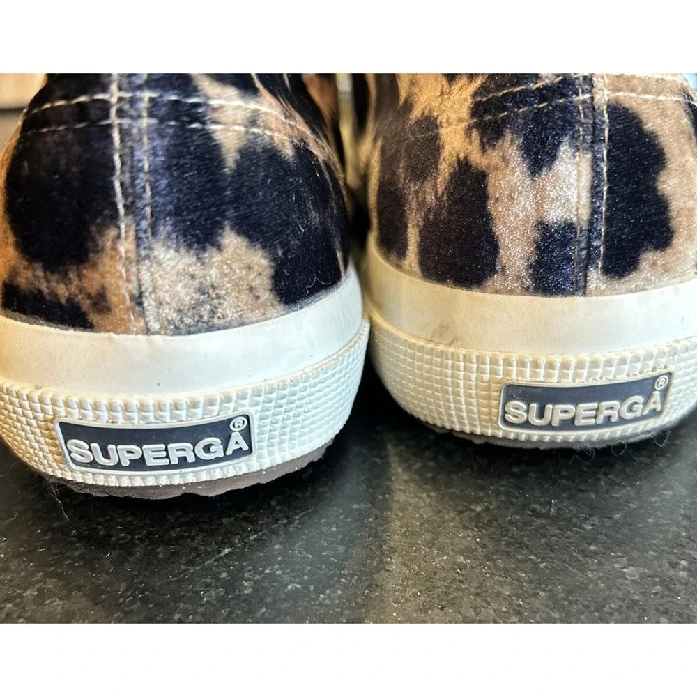 Superga 2750 FANVELVET Sneaker Leopard Velvet Print Tan‎ Black size EU 38 US 7.5